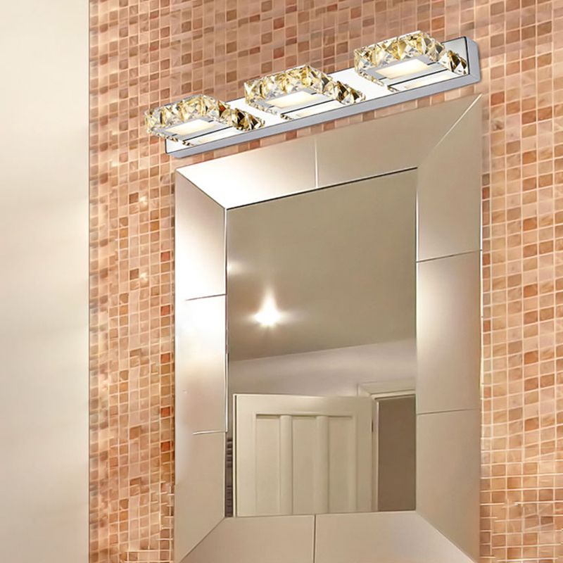 Modern Crystal Makeup Mirror Light Stainless Steel LED Mirror Lamp Fixture for Bathroom