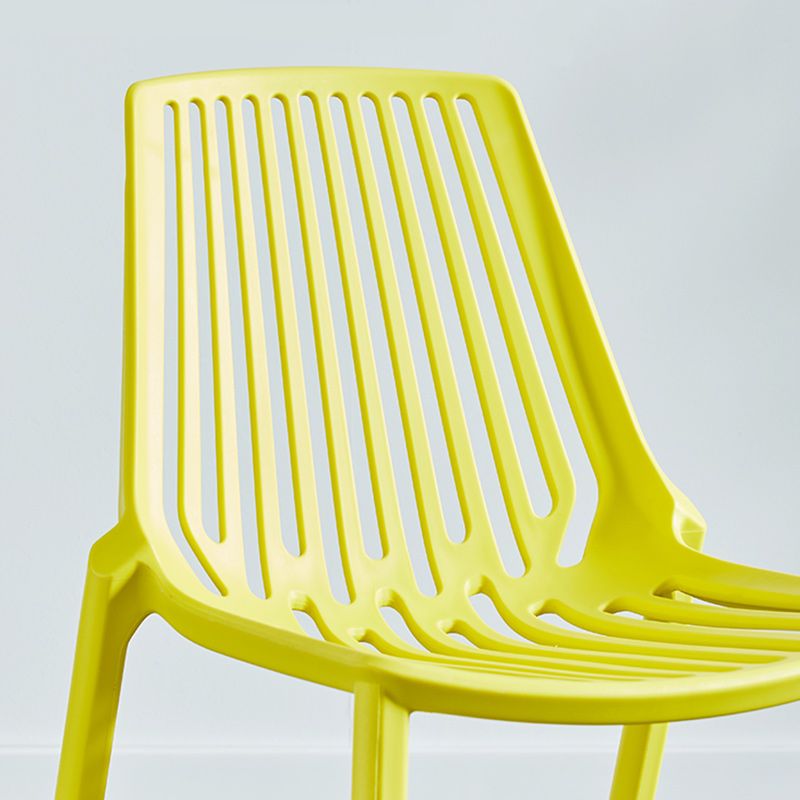 Glam Style Dining Room Chair Plastic Slat Back Chair for Indoor