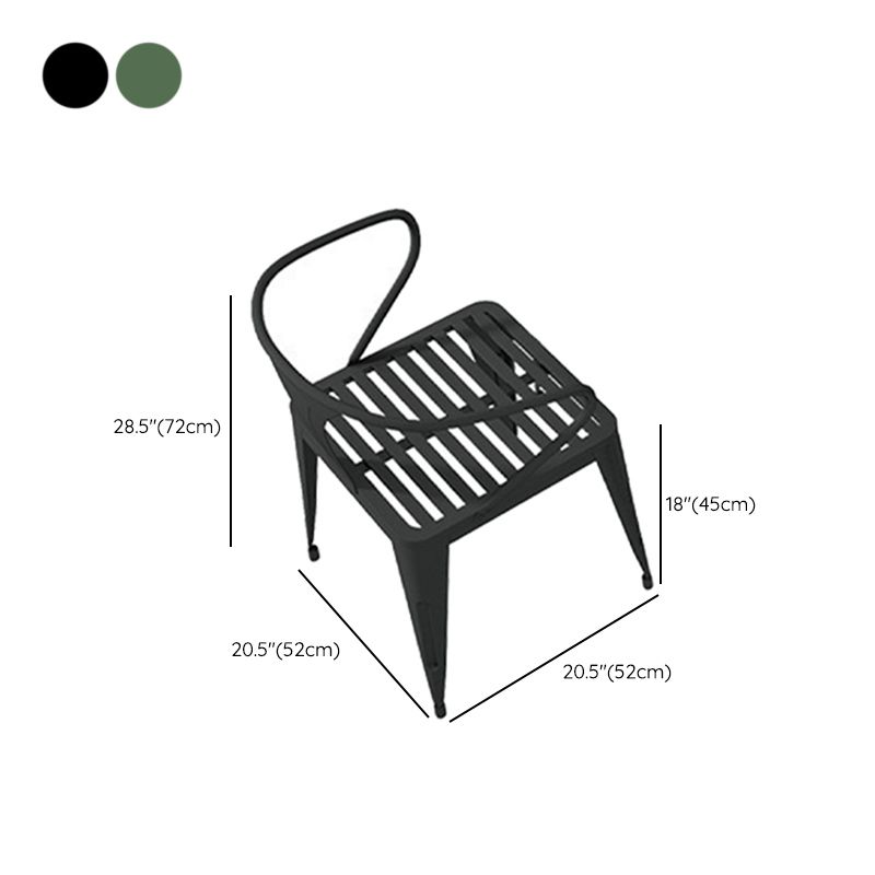 Industrial Metal Kitchen Dining Chair Slat Back Stacking Arm Chair