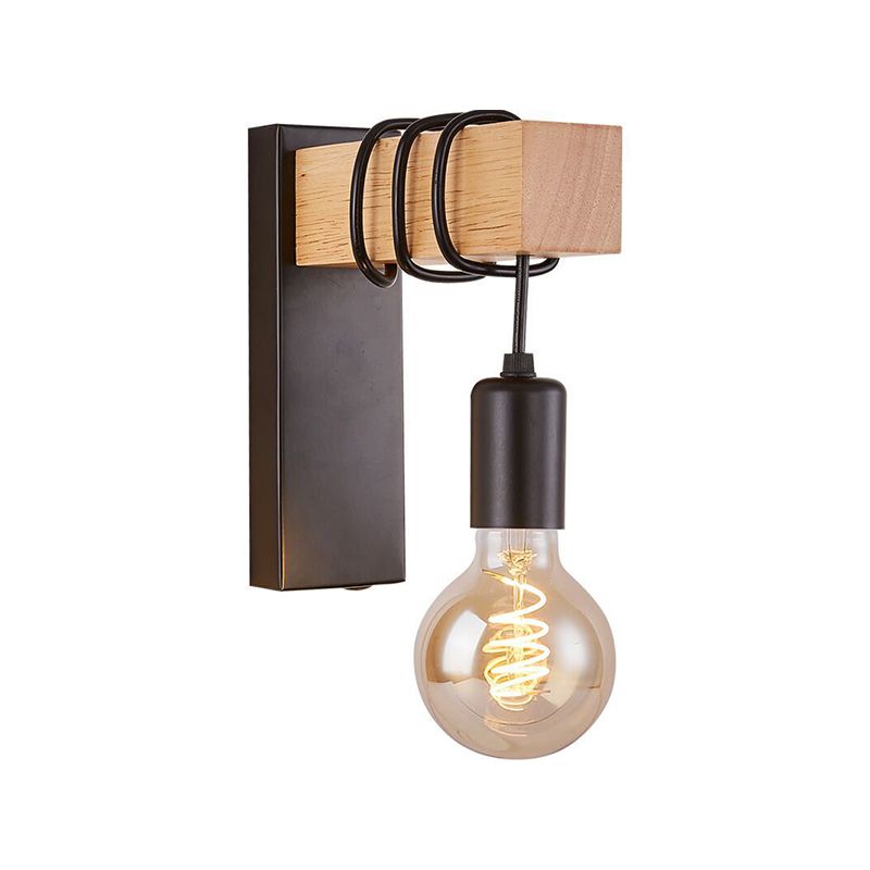 Modern Style Wood Wall Light Bulb Shape 9" High Wall Sconce for Bedroom