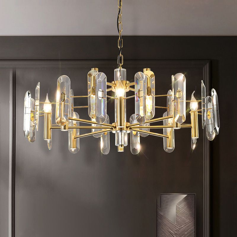Modern Luxury Hanging Light Crystal Geometric Chandelier for Living Room