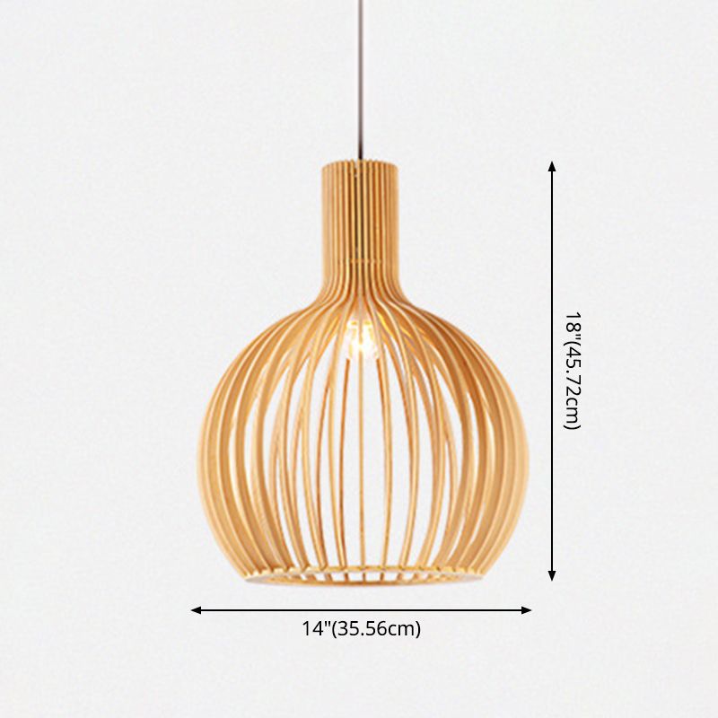 Restaurant en cage suspendu léger en bois simplicité Éclairage pendentif en bois en bois