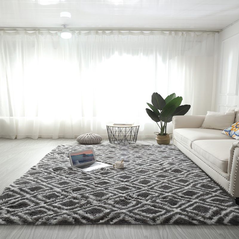 Relaxing Geometry Rug Multi Colored Modern Rug Shaggy Machine Washable Stain Resistant Non-Slip Backing Rug for Home
