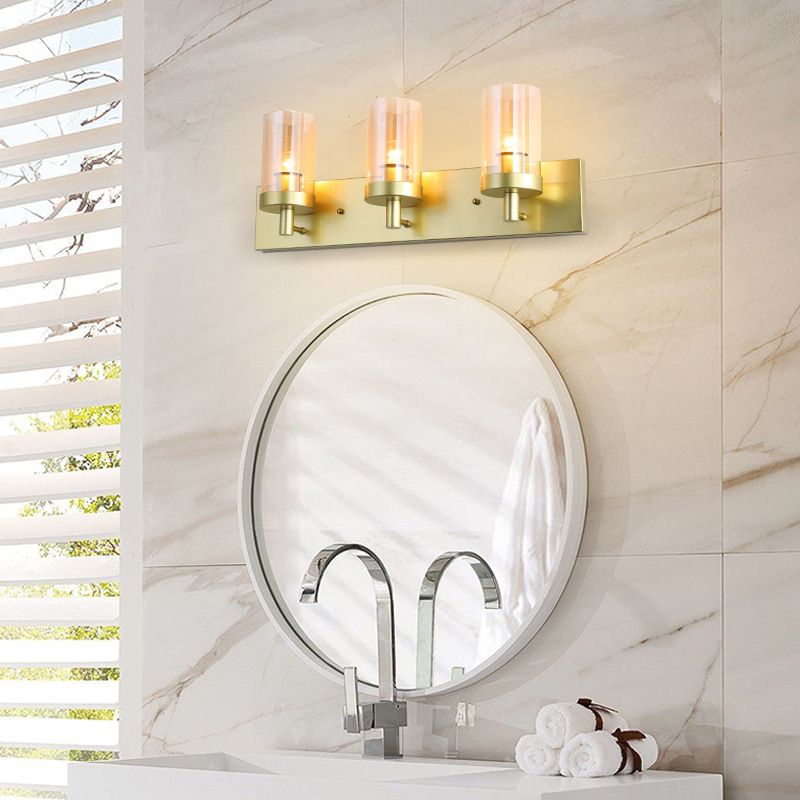 Vintage -Stil Eitelkeitspiegel Lichter 3 Leuchten Wandmontierte Spiegel Frontlampe im Glasschatten