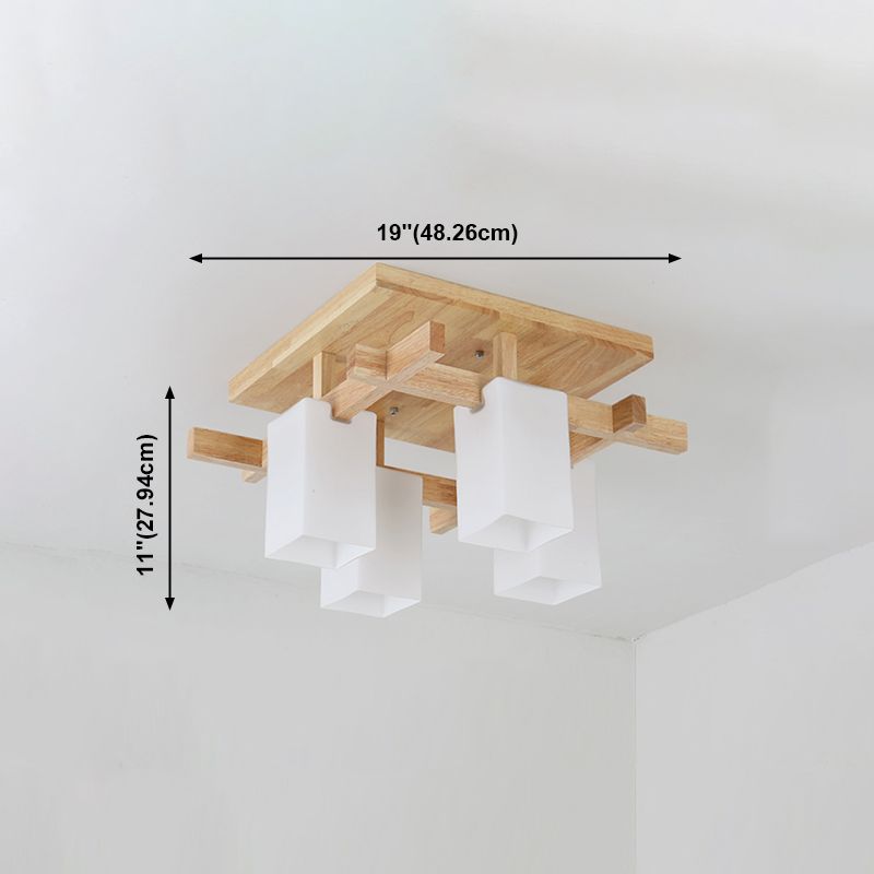 Houten geometrische plafondarmatuur in moderne, beknopte stijl, glazen inbouwmontage voor binnen