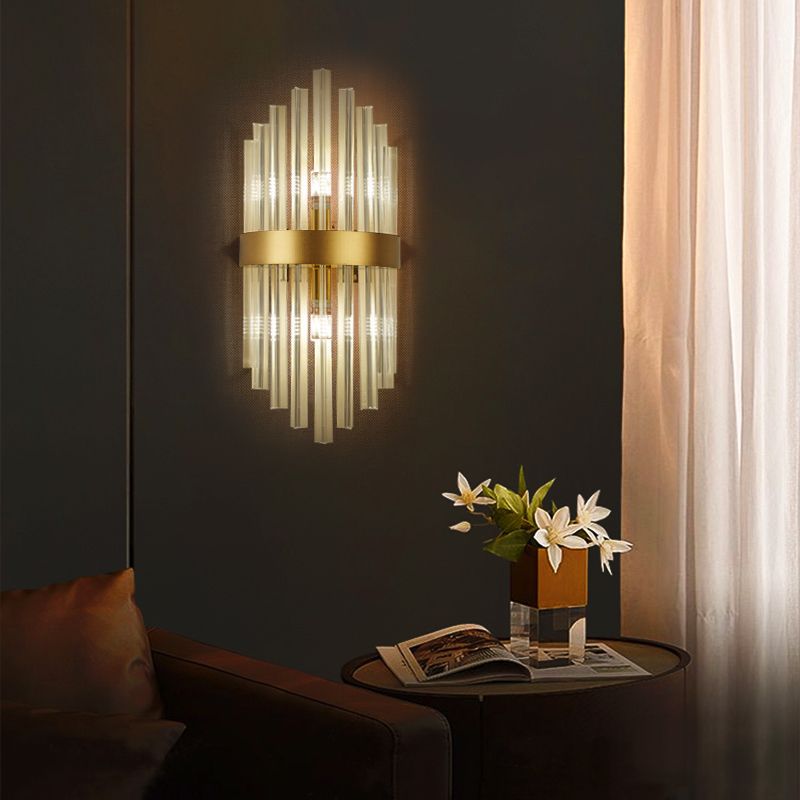 Crystal Geometry Shape Wall Lights Modern Style 2 Light Wall Sconce for Bedroom