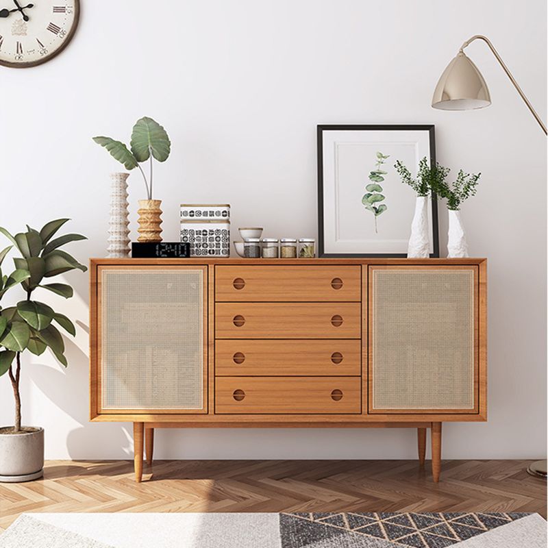 Contemporary Cabinet Solid Wood With Doors 4 - Drawer Accent Cabinet