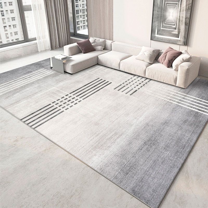 Beige Modern Rug Polyester Irregular Line Rug Washable Rug for Drawing Room