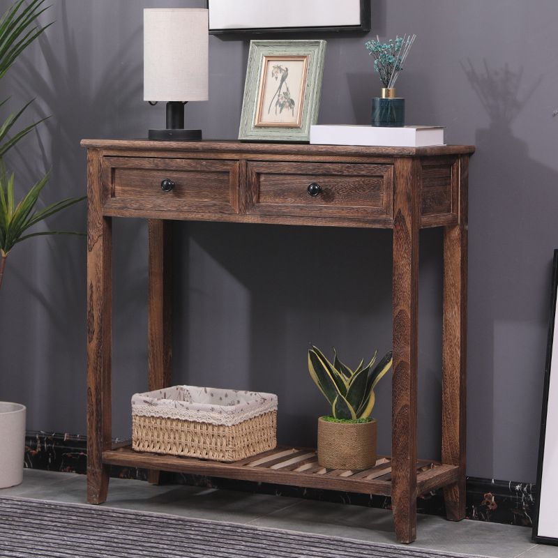 Mid-Century Modern Console Table Rectangle Console Table Floor Shelf