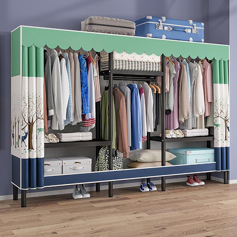 Contemporary Style Wardrobe Steel 1-Door Wardrobe Closet with Shelves