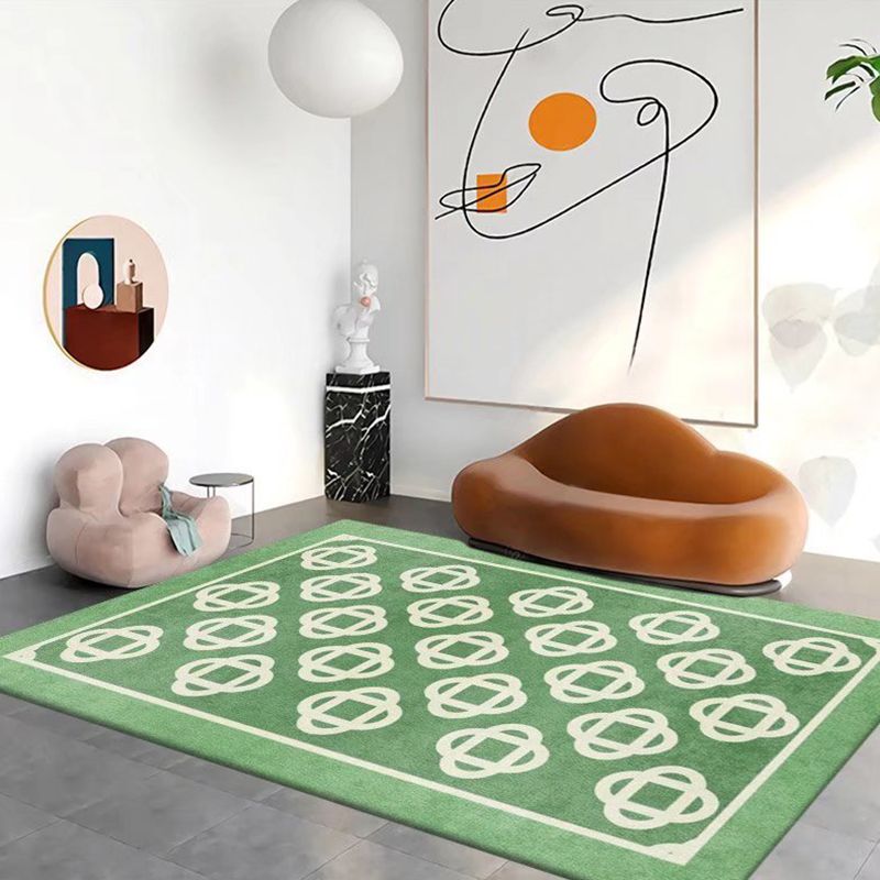 Blue Modern Rug Polyester Check Pattern Rug Stain Resistant Rug for Sitting Room