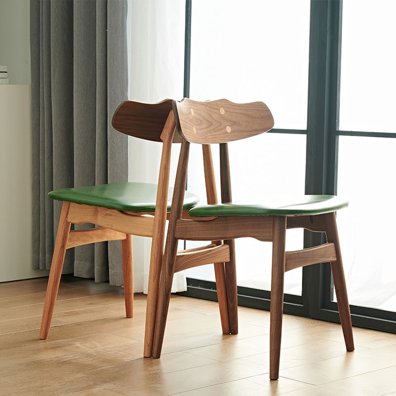 Contemporary Indoor Wood Open Back Upholstered Side Dining Chair
