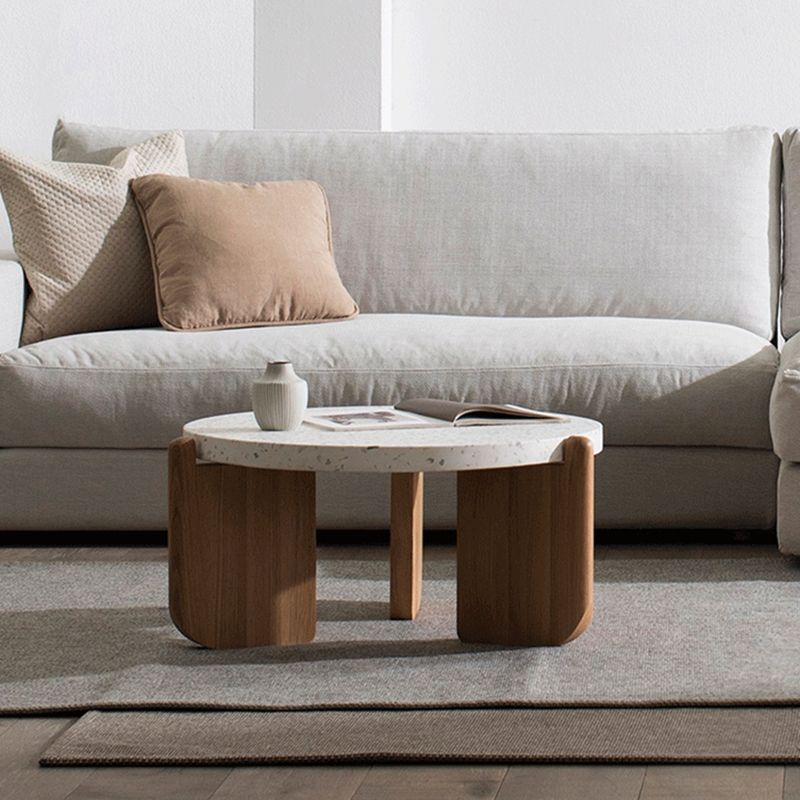 3 Legs Single Coffee Table Modern Round White Slate Coffee Table