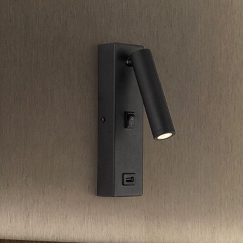 USB wiederaufladbare Rohrwandleuchten Einfaches Metall integriertes LED Schwarz/weiße Wandleuchte, warmes/weißes Licht