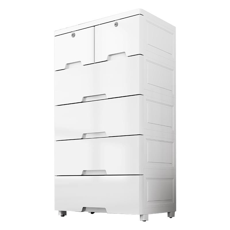 White Plastic Wardrobe Armoire Contemporary Storage Cabinet with Drawer