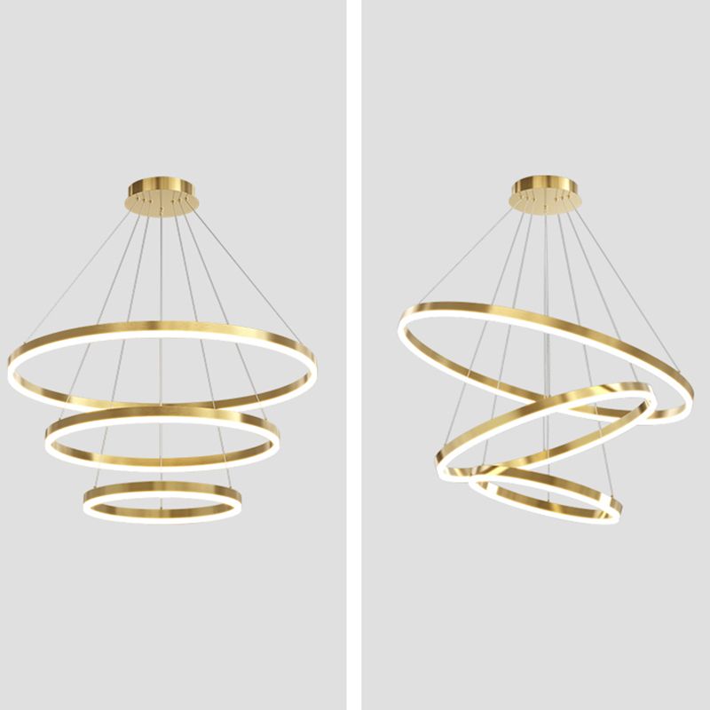 Modern Farmhouse Chandelier Multiple Rings Pendant Light Round Metal Chandelier