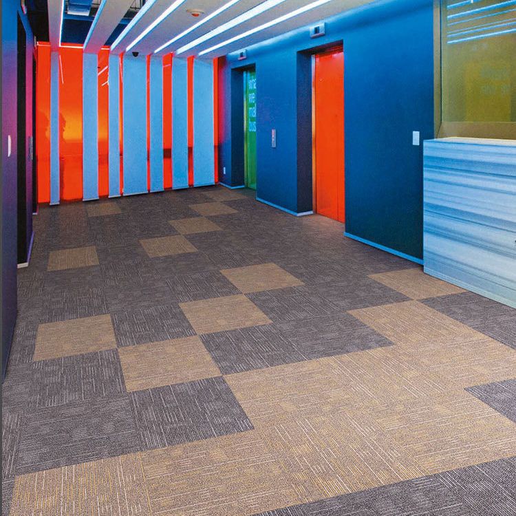 Carpet Tile Non-Skid Fade Resistant Geometry Self-Stick Carpet Tiles Bedroom