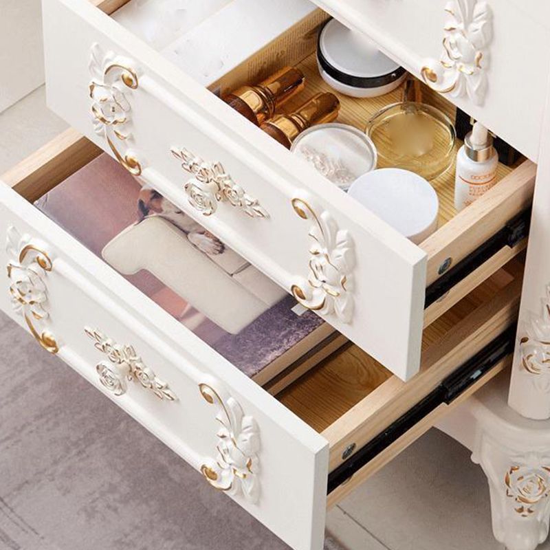 Traditional Wooden Storage Chest Home Vertical Chest in White with Drawers