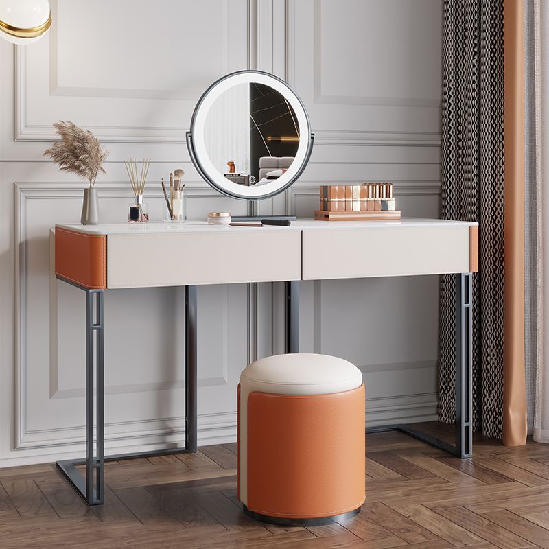 Glam Slate Top Vanity Dressing Table Solid Wood Vanity Makeup Table Set