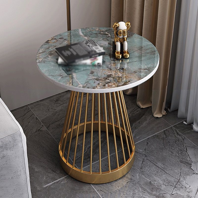 Modern Round Stone End Table Dia 17.7"/19.7" Frame Side Table