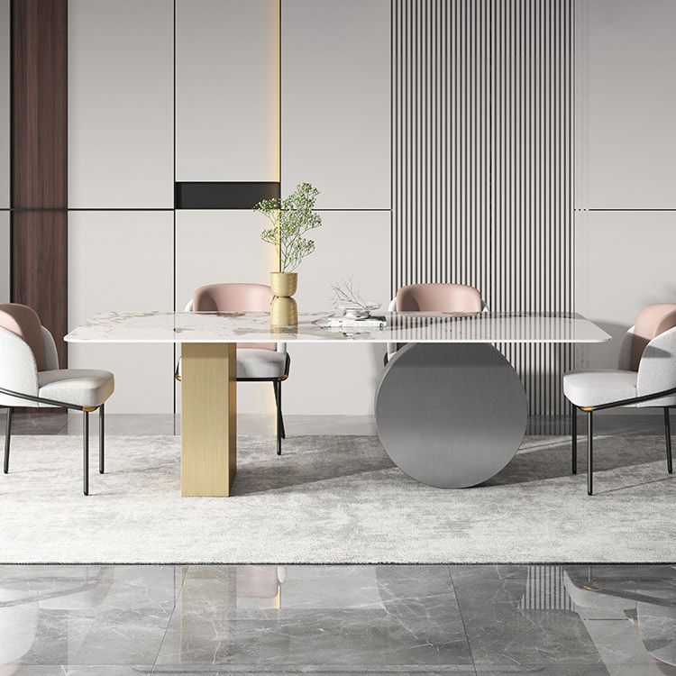 Sintered Stone Minimalist Dining Room Set with Rectangle Table and Metal Base Table Furniture