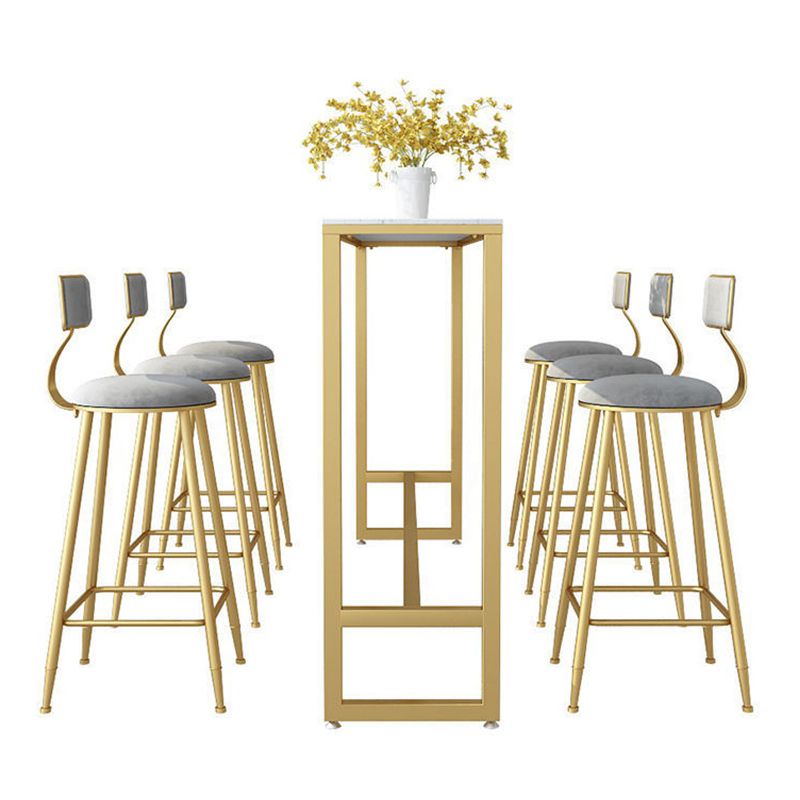 Glam Style Rectangle Bar Table Faux Marble Bar Dining Table for Living Room