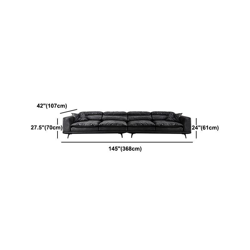 Square Armrest Cushioning Backrest Black Metal Sofa Legs Black Tech Fabric Sofa Bed