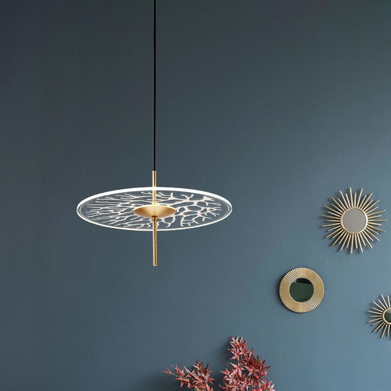 Disk Restaurant Hanging Ceiling Light Clear Context Glass LED Minimalism Pendulum Lamp