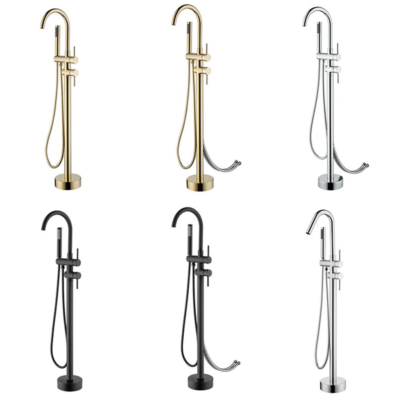 Floor Mounted Freestanding Bathtub Faucet Modern Style Metal Freestanding Faucet