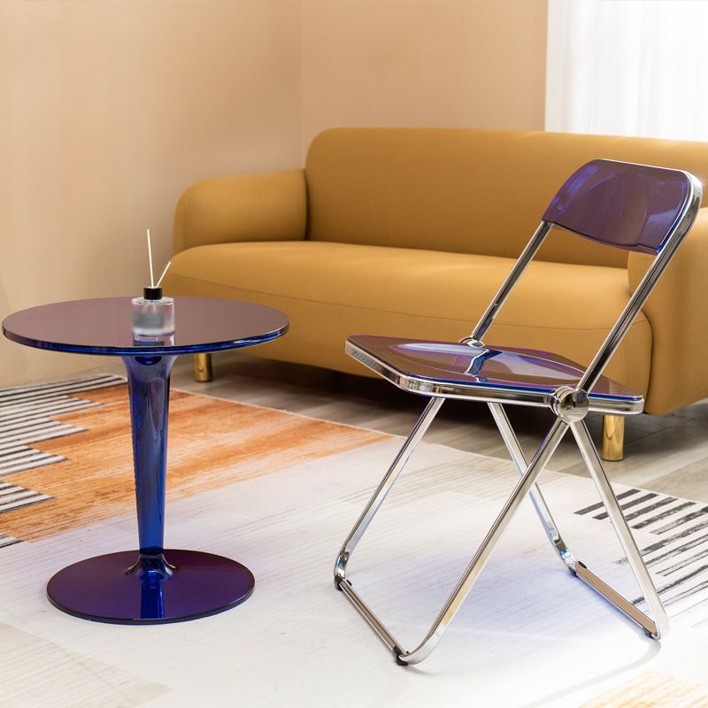 Crossed Base Design Acrylic Material Modern Style Round Side Table
