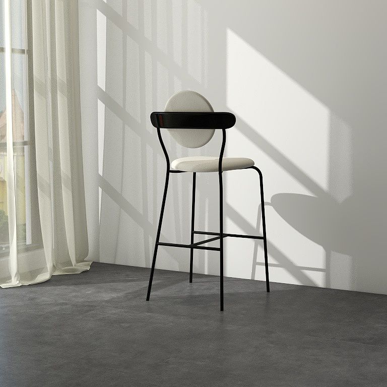 White Upholstered Bar Stools with Black Frame Contemporary Indoor Stools