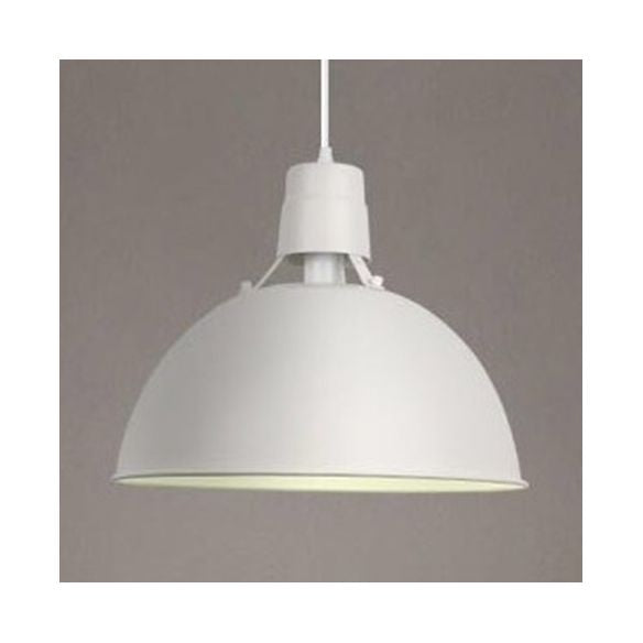 16"/19.5" W 1 Light Pendant Lighting with Dome Shade Metal Industrial Dining Room Hanging Ceiling Light in Black/White
