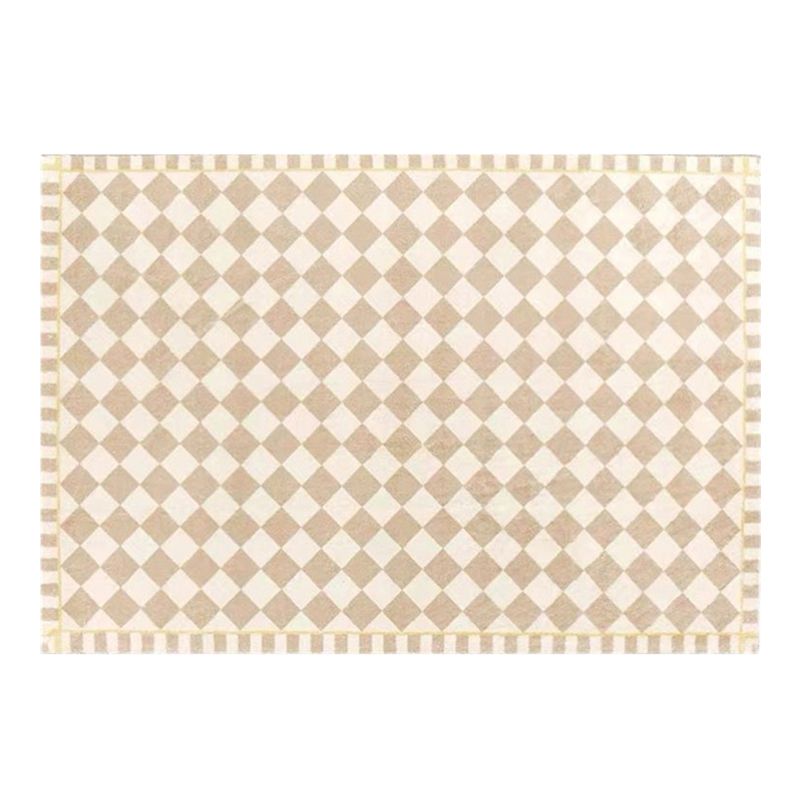 Khaki Modern Area Rug Plaid Pattern Polyester Area Carpet Stain Resistant Rug for Home Decor