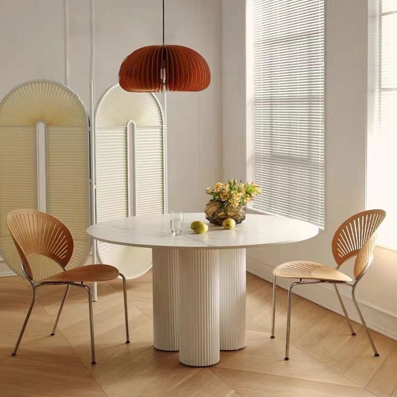 Round Dining Room Table Contemporary White Fixed Kitchen Table