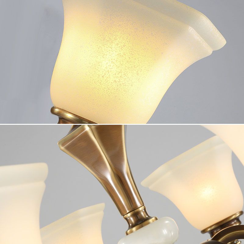 American Style Ceiling Light Bell Shape Ceiling Lamp with Glass Shade for Living Room