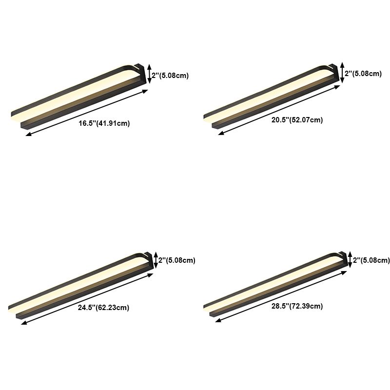 Linear Shape Metal Wall Sconce Modern Style 1 Light Mirror Wall Mounted Light