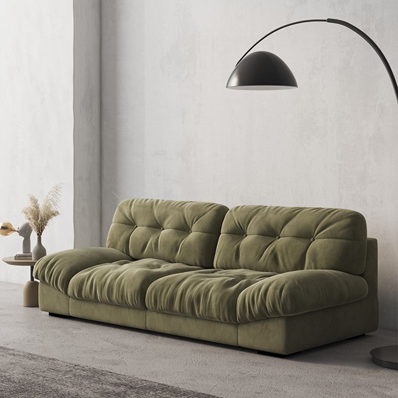 3/4-seater Modernism Suede Sofa 30.7" High Armless Sofa in Green