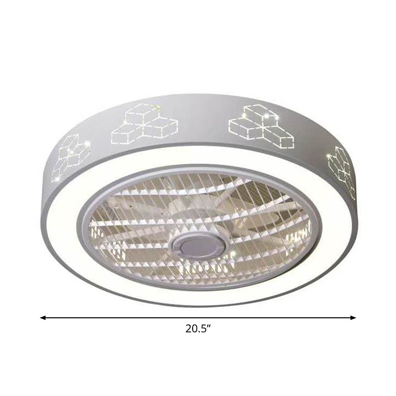 Drum Laser-geschnittene Acryl-Deckenlüfterlampe Einfache 20,5-Zoll-LED-Halbmontage-Beleuchtung