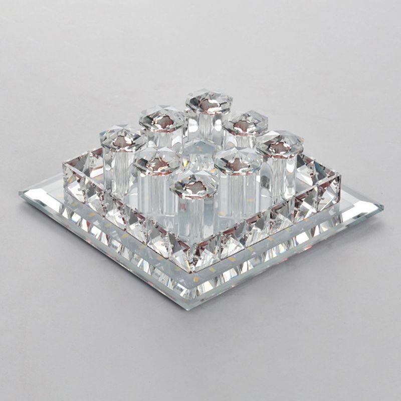 Lámpara de techo empotrada cuadrada, montaje empotrado LED de pasillo de cristal prismático óptico moderno