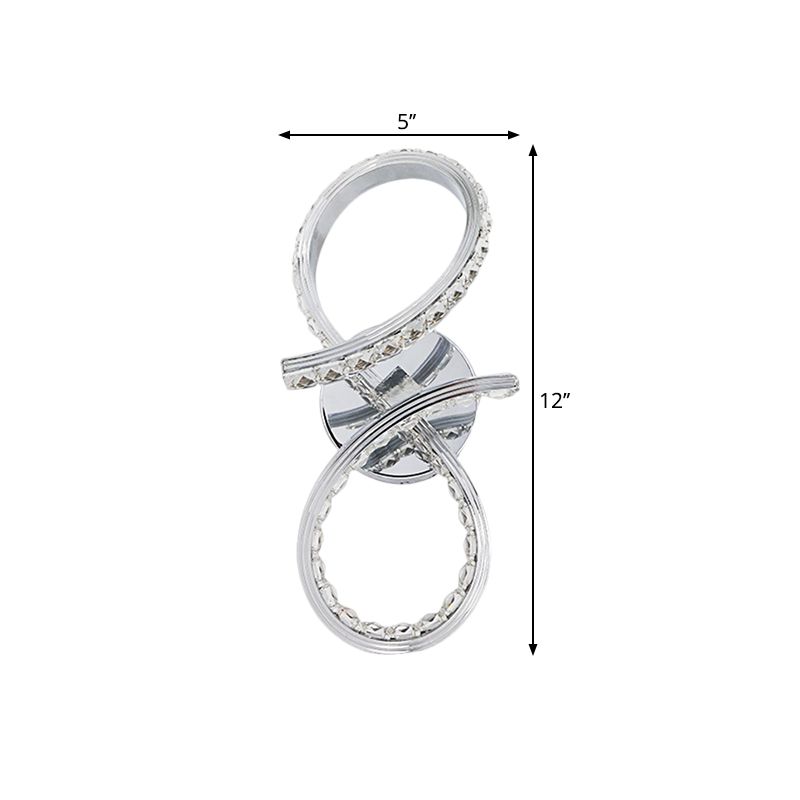 Metal Number Wall Lighting Ideas Simple LED Chrome Wall Mount Lamp with Cut Crystal Deco in Warm/White Light