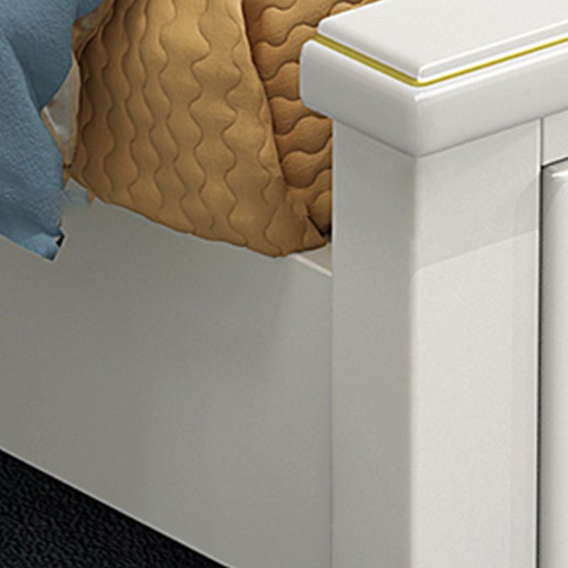 Glam wood Standard Bed Faux Leather Bed Frame with Headboard