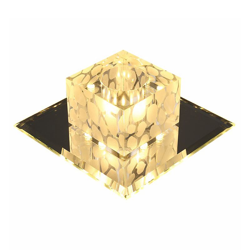 Cube Shaped Flush Mount Lighting Minimalist Crystal Hallway LED Flush Mount Fixture