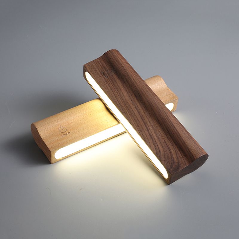 Nordic Style Wall Sconce Strip Shape LED Wall Light with Wood for Living Room