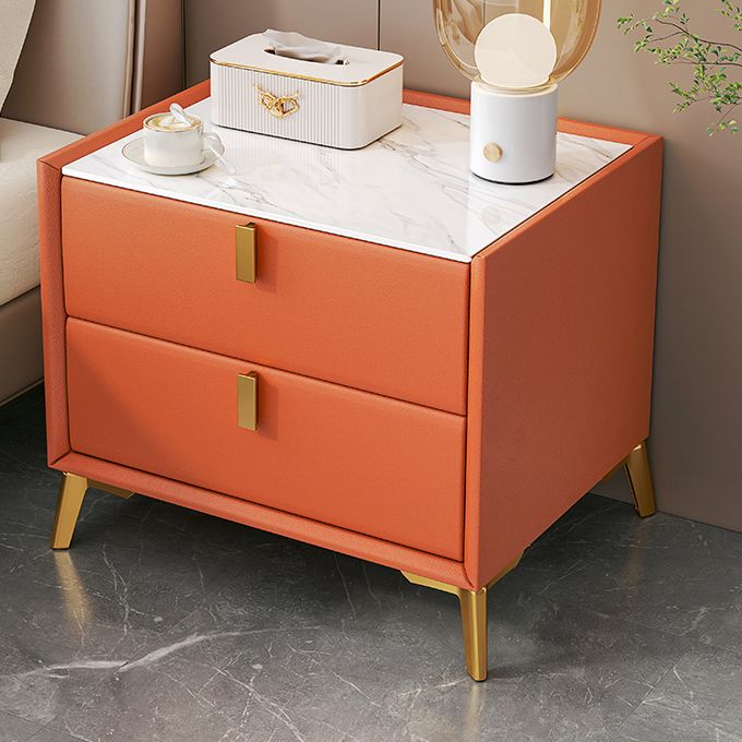 Sintered Stone Top Kids Bedside Table Modern Pine Wood Nightstand with Drawers