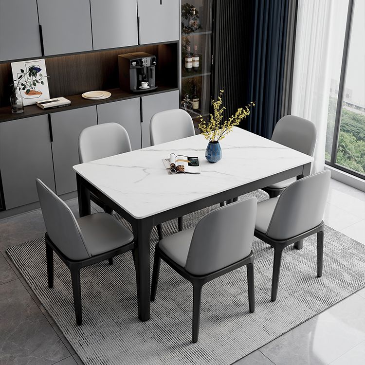 Mesa de comedor bicolor de piedra sinterizada Mesa de comedor Mid-Century de 4 patas