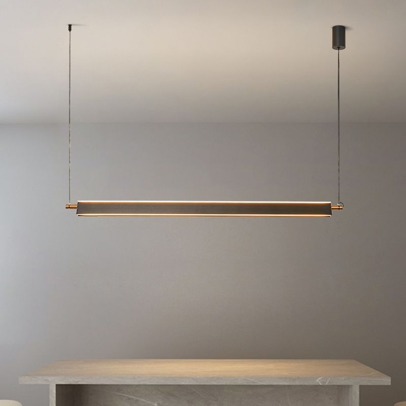 Contemporary Linear Island Lighting Fixture Simple LED Hanging Light for Dining Room