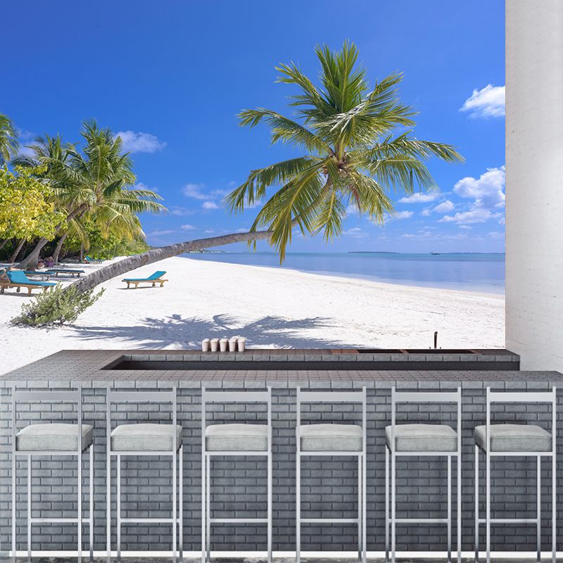 Sandy Beach Coast Wallpaper Mural Contemporary Wall Covering for Bathroom