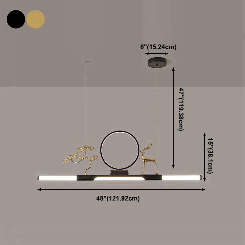 Modernas luces colgantes de la sala de té lineal de la isla de metal lámparas