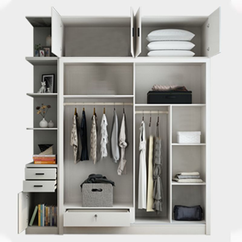 Sliding Wardrobe Armoire White Engineered Wood Wardrobe Closet