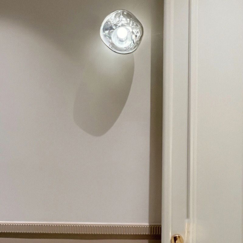 Unique 1 - Light Wall Light Fixture Modern Glass Wall Sconce in Sliver / Amber